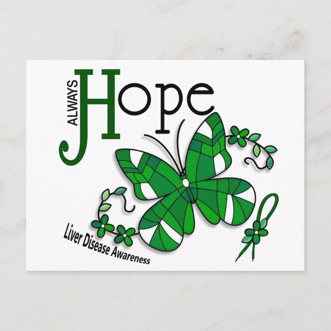 Stained Glass Butterfly Liver Disease Postcard (Front)