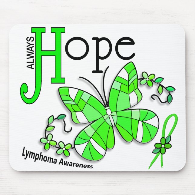 Stained Glass Butterfly Lymphoma Mouse Mat (Front)