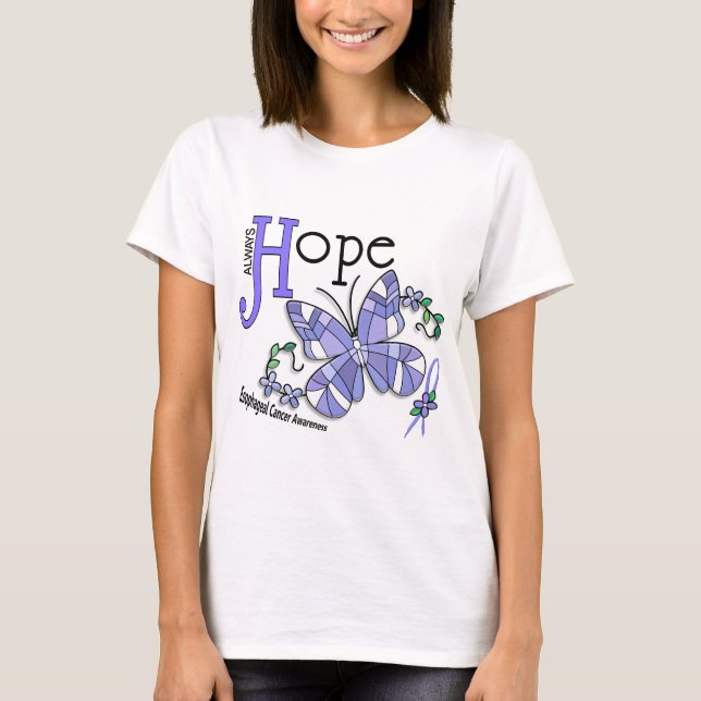 Stained Glass Butterfly Oesophageal Cancer T-Shirt (Front)