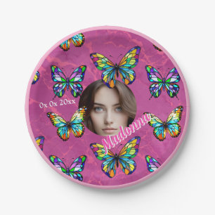 Stained Glass Butterfly Paper Plate