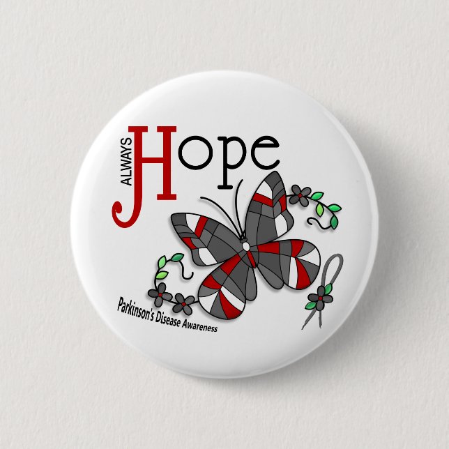 Stained Glass Butterfly Parkinson's Disease 6 Cm Round Badge (Front)