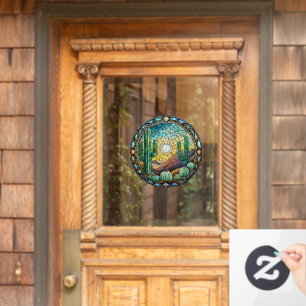 Stained Glass Cactus Desert Scene Window Cling