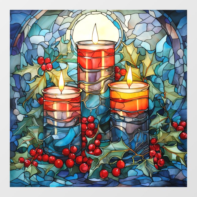 Stained Glass Candles Window Cling (Sheet)
