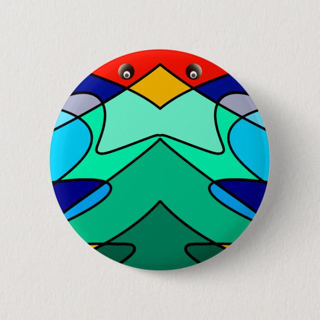 Stained Glass Cardinal Abstract Design 6 Cm Round Badge (Front)