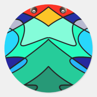 Stained Glass Cardinal Abstract Design Classic Round Sticker