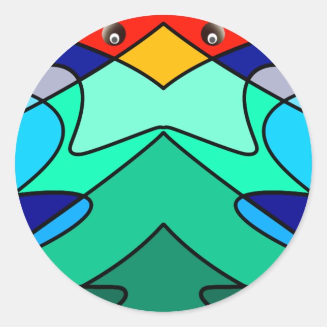 Stained Glass Cardinal Abstract Design Classic Round Sticker (Front)