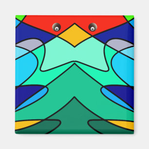Stained Glass Cardinal Abstract Design Magnet