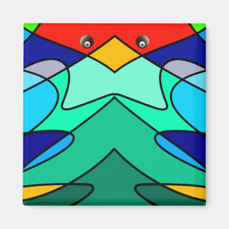 Stained Glass Cardinal Abstract Design Magnet