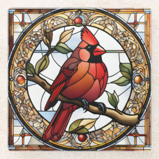Stained Glass Cardinal Memorial Gift Ideas  Coaster
