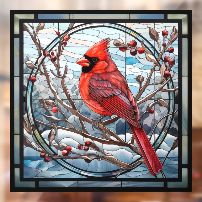 Stained Glass Cardinal Window Cling (Sheet 2)