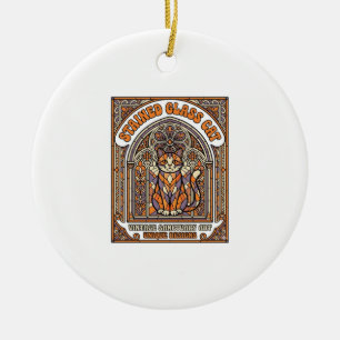 Stained Glass Cat Cat Stained Glass Church Vintage Ceramic Tree Decoration