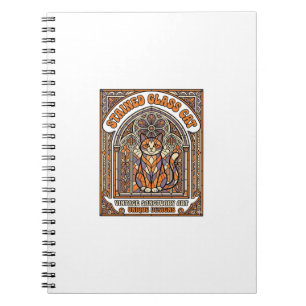 Stained Glass Cat Cat Stained Glass Church Vintage Notebook
