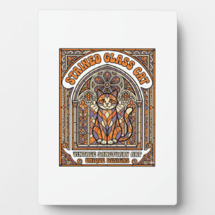 Stained Glass Cat Cat Stained Glass Church Vintage Plaque