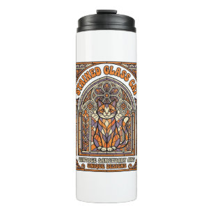Stained Glass Cat Cat Stained Glass Church Vintage Thermal Tumbler