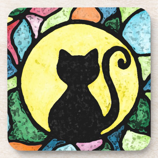 Stained Glass Cat Coasters (Front)