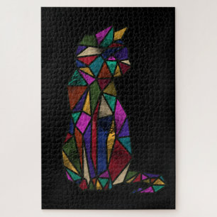 Stained glass cat jigsaw puzzle