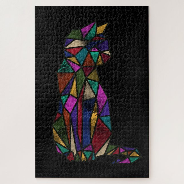 Stained glass cat jigsaw puzzle (Vertical)