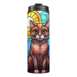 Stained Glass Cat  Thermal Tumbler