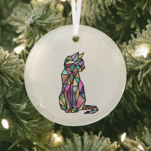 Stained glass cat tree decoration