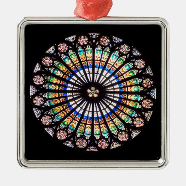 stained glass cathedral rosette metal tree decoration (Front)
