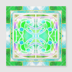 Stained Glass Cathedral Window in Cool Mint Green