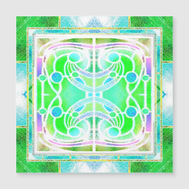  Stained Glass Cathedral Window in Cool Mint Green (Front)