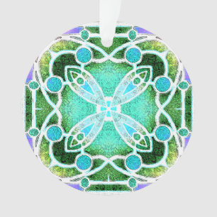 Stained Glass Cathedral Window in Green and Mint Ornament