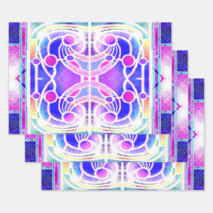  Stained Glass Cathedral Window in Lilac and Pink Wrapping Paper Sheet