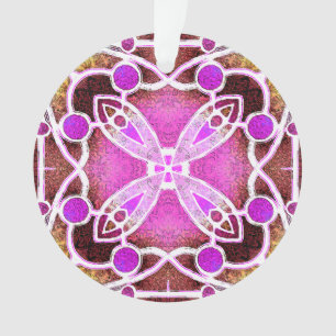 Stained Glass Cathedral Window in Maroon and Pink Ornament