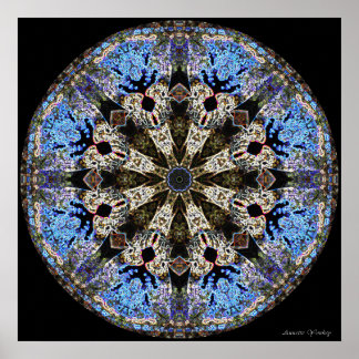 Stained-Glass Cathedral Window Mandala Poster