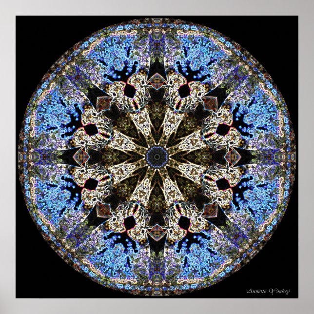 Stained-Glass Cathedral Window Mandala Poster (Front)