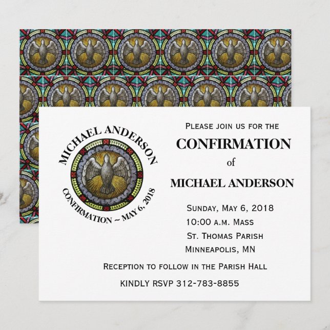 Stained Glass Catholic Confirmation Invitation (Front/Back)