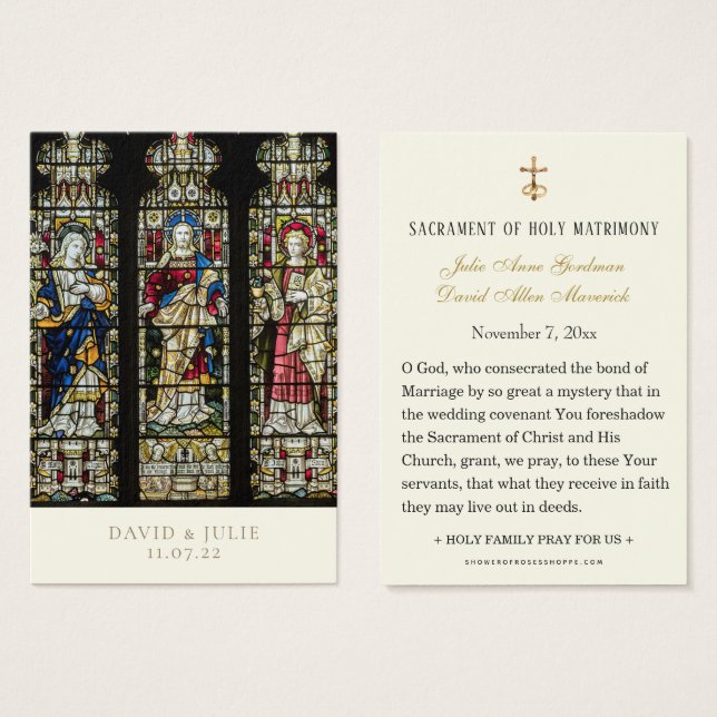 Stained Glass Catholic Wedding Prayer Card (Front & Back)