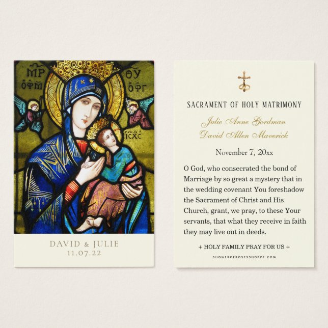 Stained Glass Catholic Wedding Prayer Card (Front & Back)