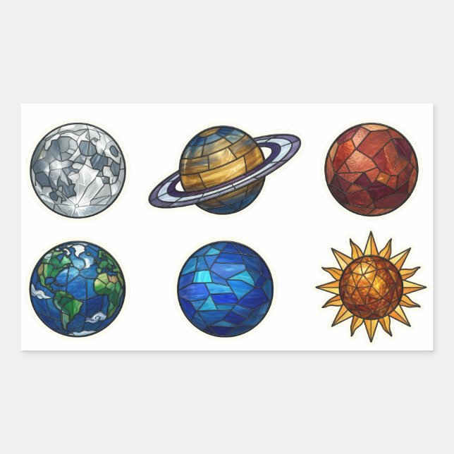 Stained Glass Celestial Planets Sticker Set (Front)
