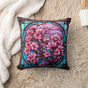 Stained Glass Cherry Blossoms Cushion