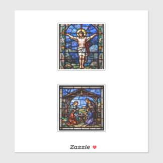 Stained Glass Christian Art Set – Crucifixion & Na