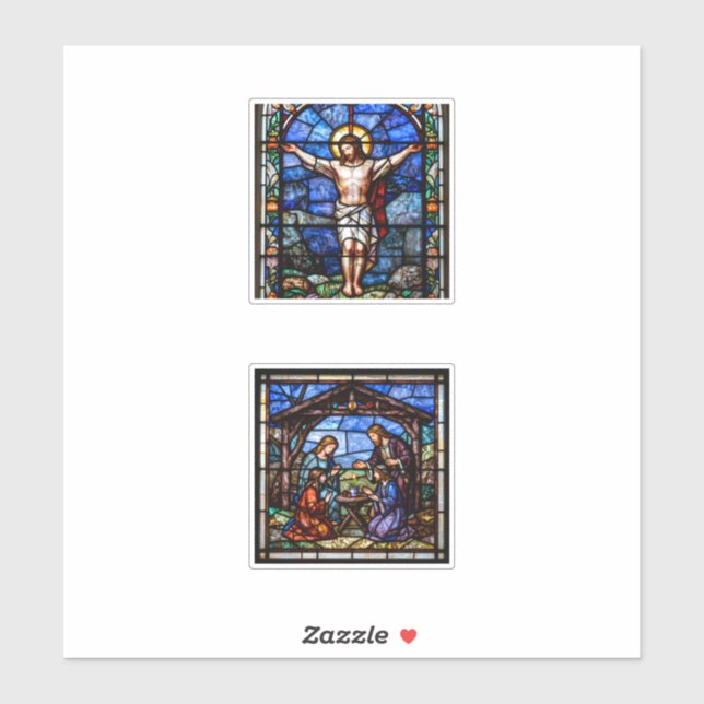 Stained Glass Christian Art Set – Crucifixion & Na (Sheet)