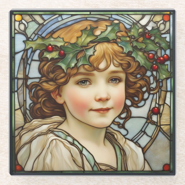 Stained Glass Christmas Child Coaster (Front)