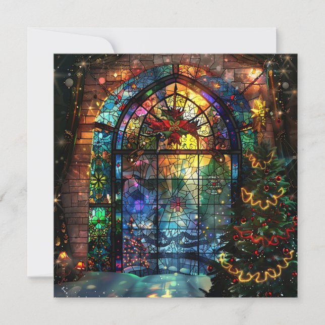 Stained Glass Christmas Greeting Card (Front)