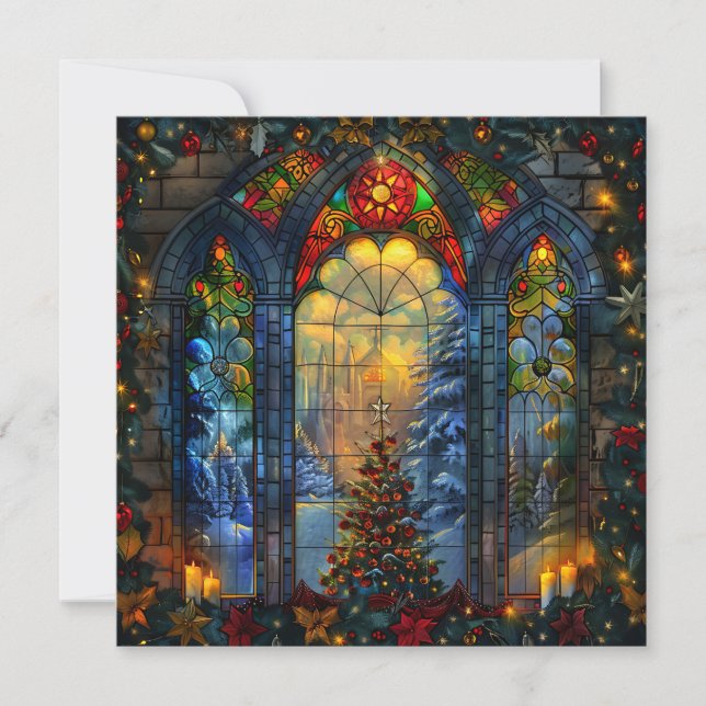 Stained Glass Christmas Greeting Card (Front)