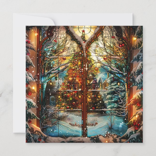 Stained Glass Christmas Greeting Card (Front)