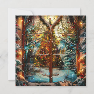 Stained Glass Christmas Greeting Card