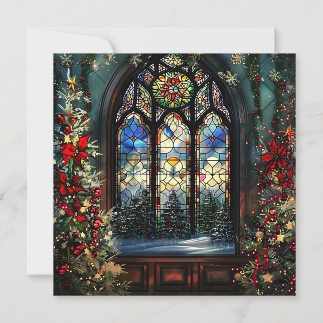Stained Glass Christmas Greeting Card (Front)