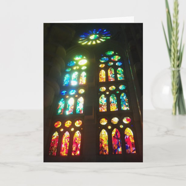 Stained Glass Christmas Cards Zazzle Uk