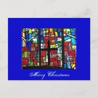 Stained Glass Christmas Holiday Postcard
