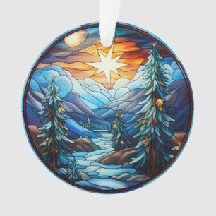 Stained Glass Christmas Landscape Ornament