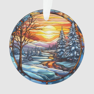 Stained Glass Christmas Landscape Ornament