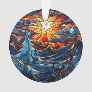 Stained Glass Christmas Landscape Ornament