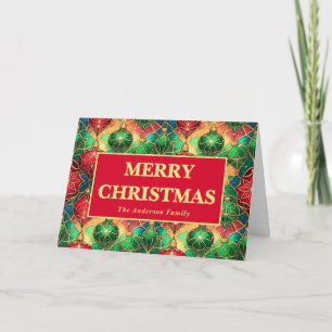 Stained Glass Christmas Ornament Art Holiday Card